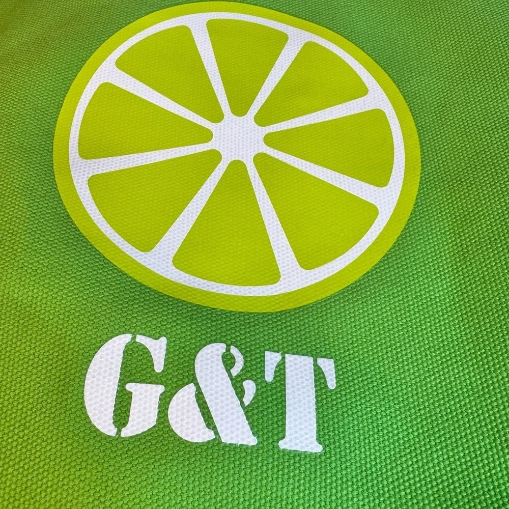 Kate Spade G&T Lime Green Canvas Tote‎ Bag Rope Handles Large Beach Travel